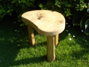 Oak gardening stool